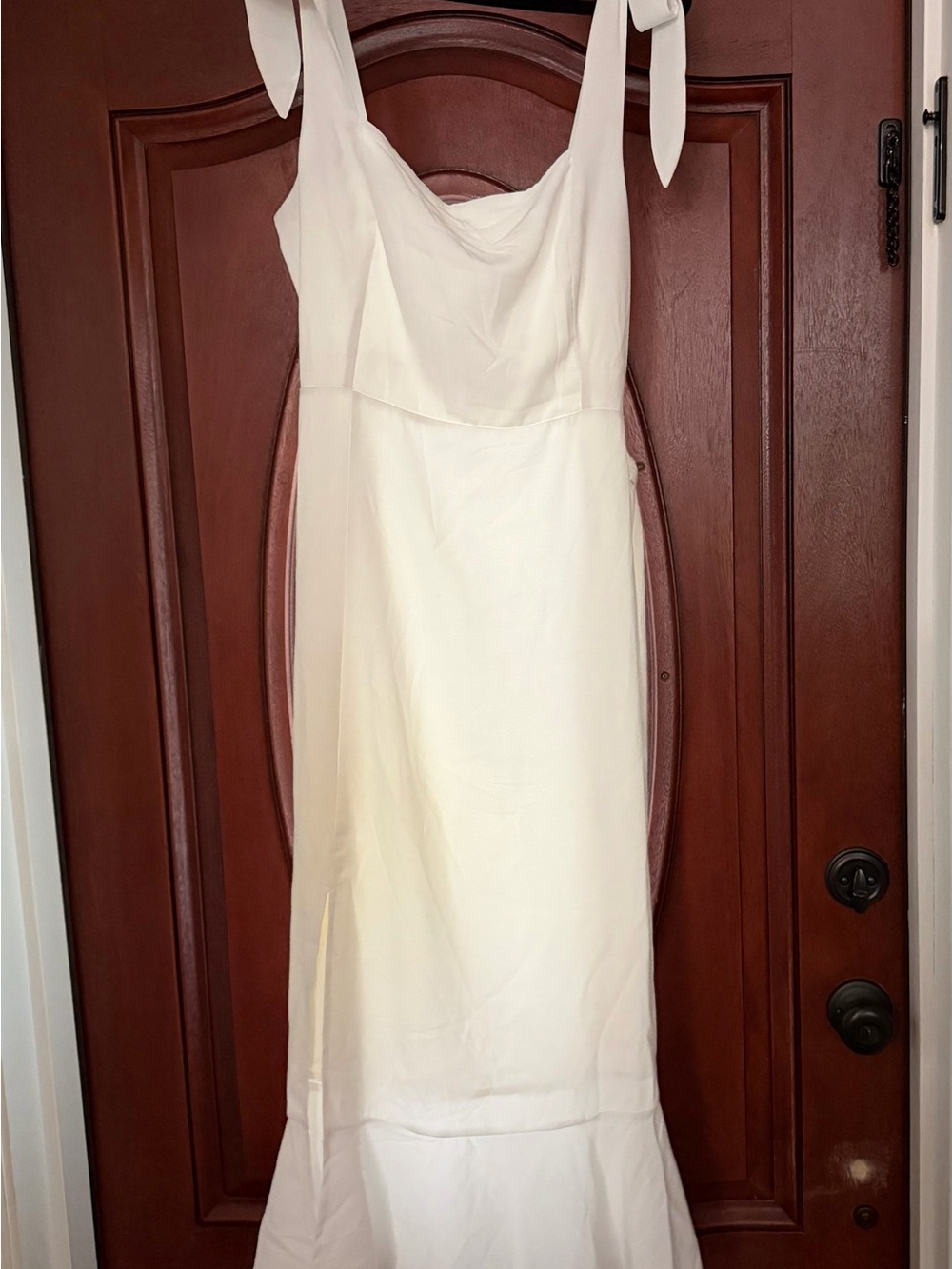 White Tie-Shoulder Midi Dress